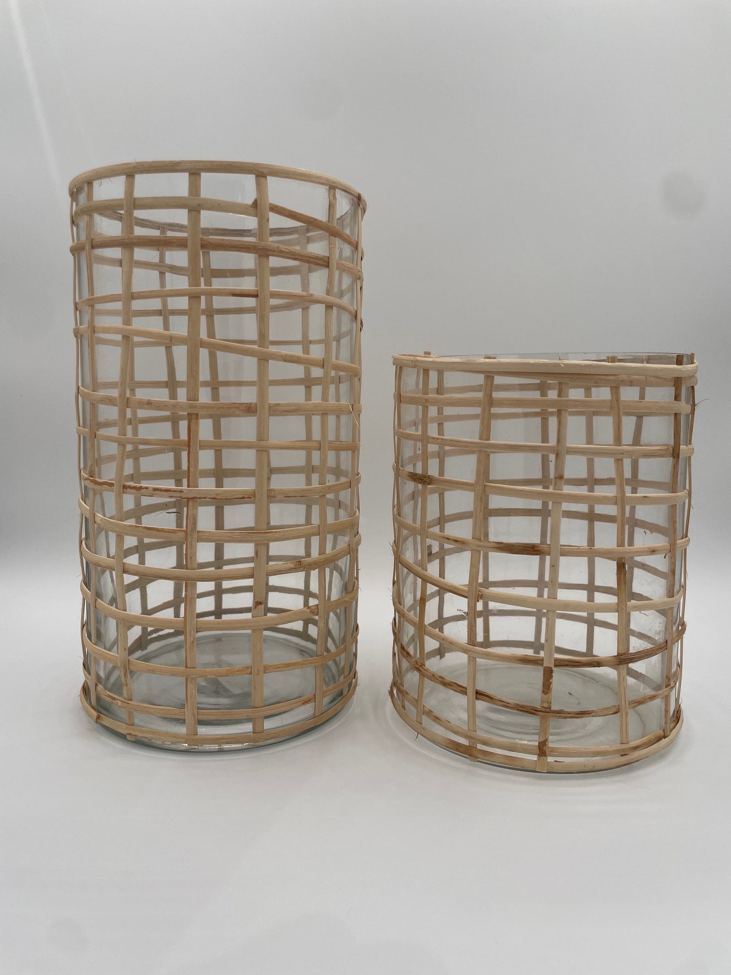 Davian Large Rattan and Glass Cylinder