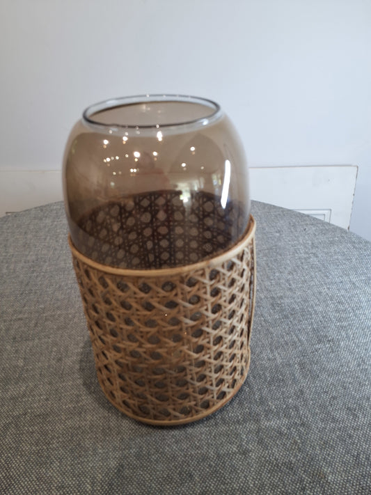 Dylan Beige & Rattan Large Vase