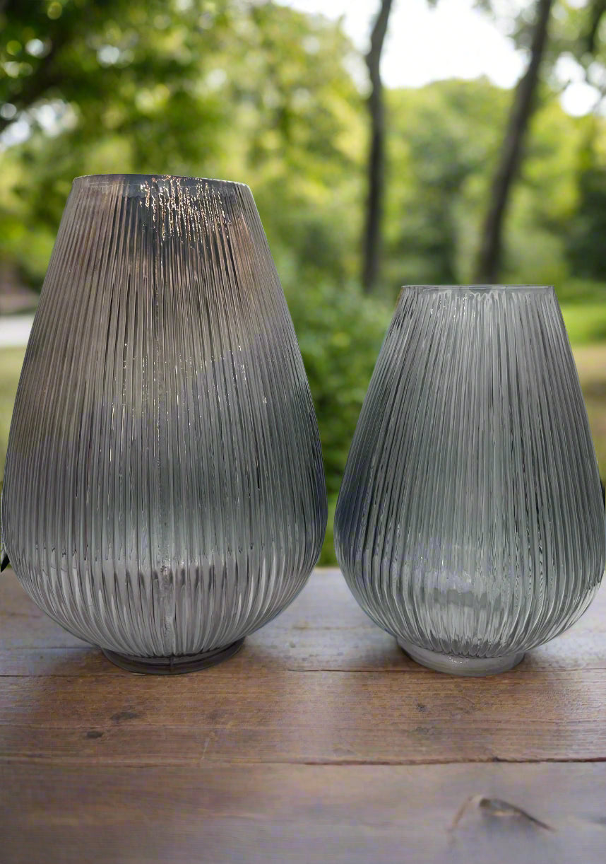 Baise Smoky Small Ribbed Tear Drop Vase