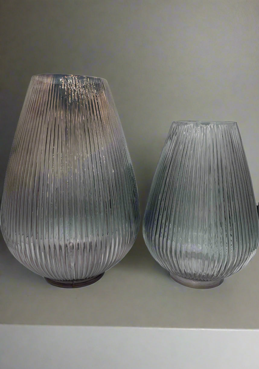 Baise Smoky Large Ribbed Tear Drop Vase