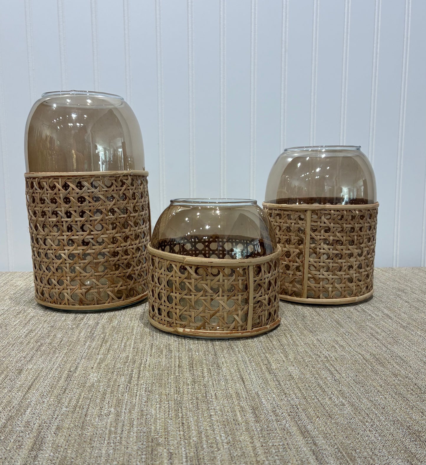 Dylan Beige & Rattan Large Vase