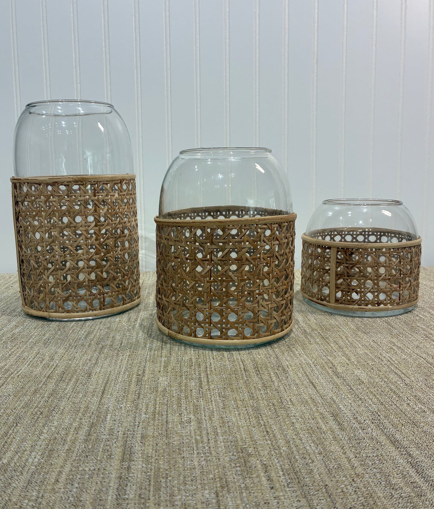 Dylan Clear & Rattan Large Vase