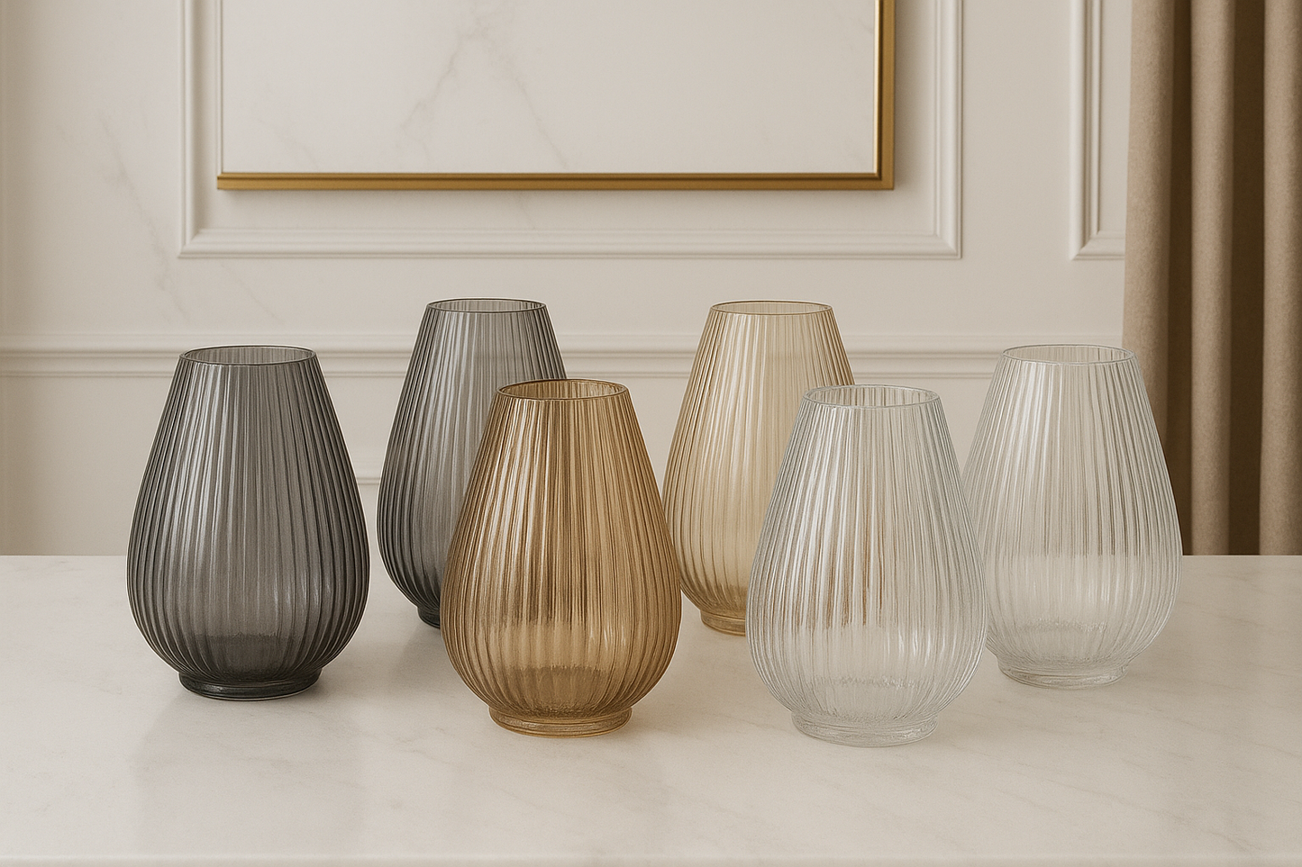 Baise Smoky Large Ribbed Tear Drop Vase