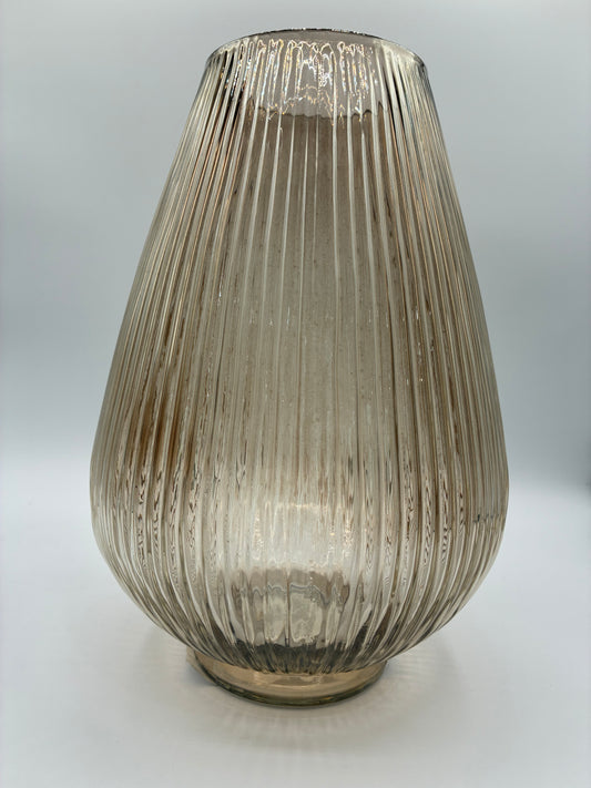 Baise Beige Large Ribbed Tear Drop Vase
