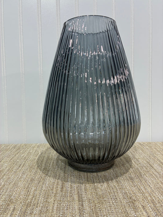 Baise Smoky Large Ribbed Tear Drop Vase