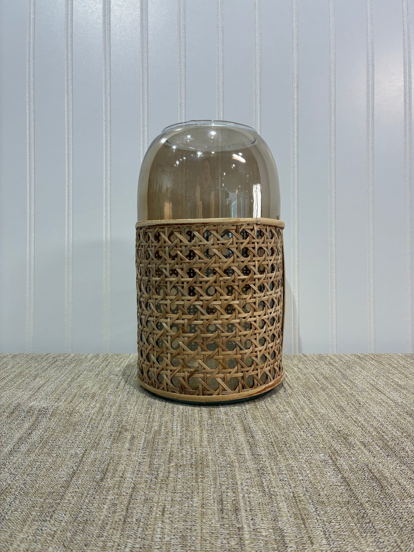 Dylan Beige & Rattan Large Vase