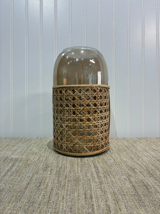 Dylan Beige & Rattan Large Vase