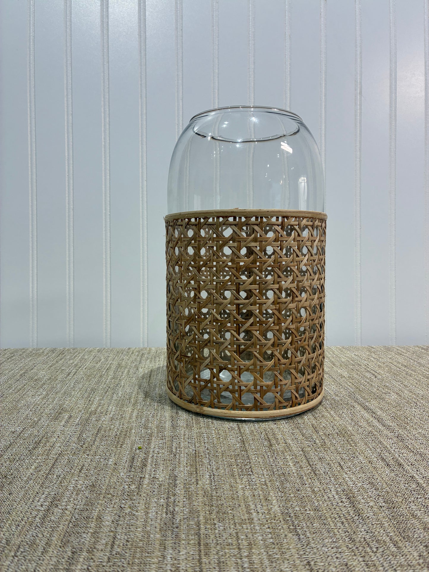 Dylan Clear & Rattan Large Vase