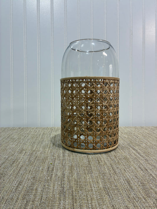 Dylan Clear & Rattan Large Vase