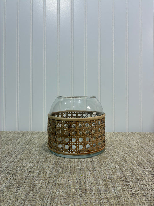 Dylan Clear & Rattan Small Vase