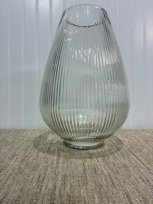 Baise Clear Large Ribbed Tear Drop Vase