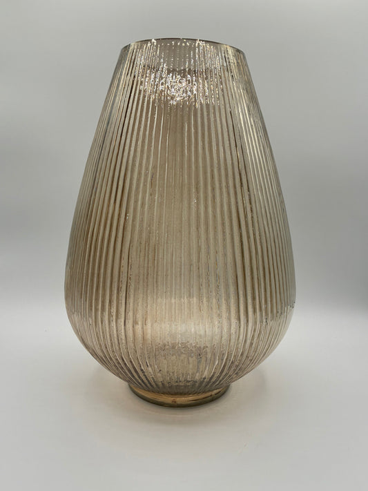 Baise Beige Small Ribbed Tear Drop Vase