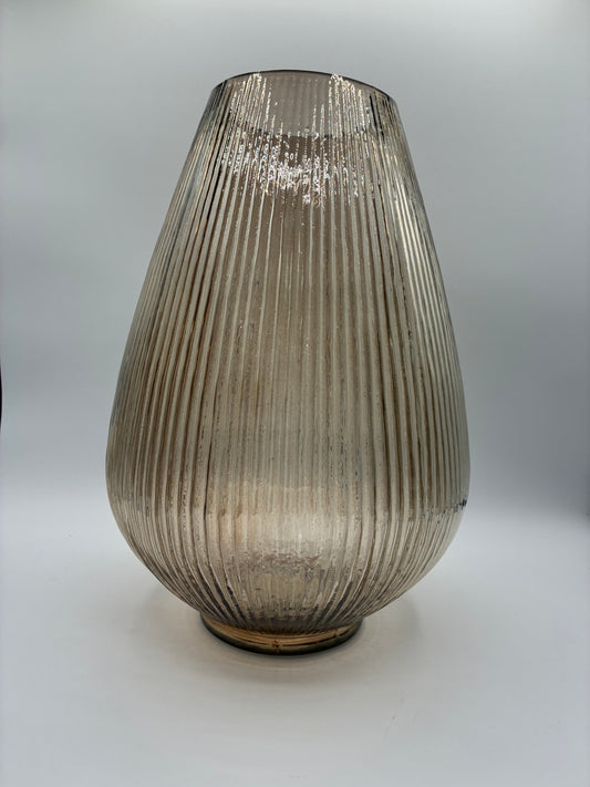 Baise Beige Small Ribbed Tear Drop Vase