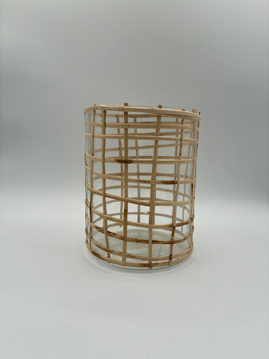 Davian Small Rattan and Glass Cylinder