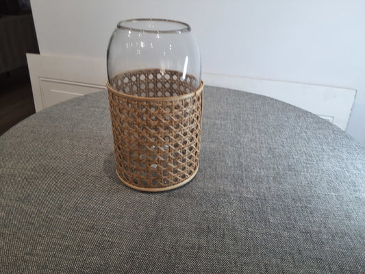 Dylan Clear & Rattan Large Vase