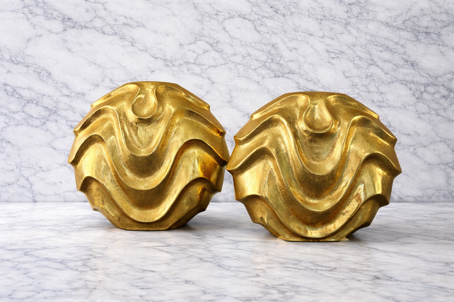 Eric collection gold metal vase sculptural wave design modern luxury home decor